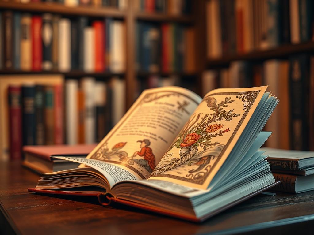 A hyper realistic close up shot of an open book
