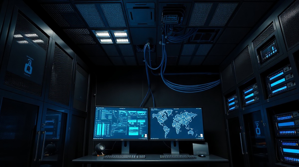 Professional business office with network infrastructure