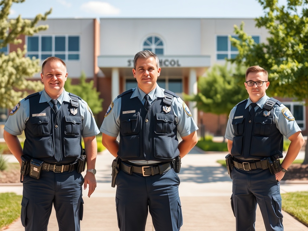 Law enforcement officers ensuring school safety