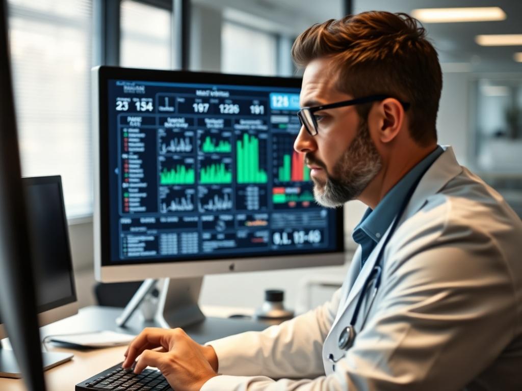 A close up shot of a computer screen displaying medical