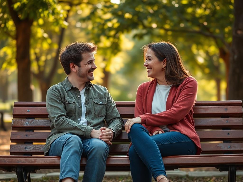 A warm scene featuring two friends sitting on a park