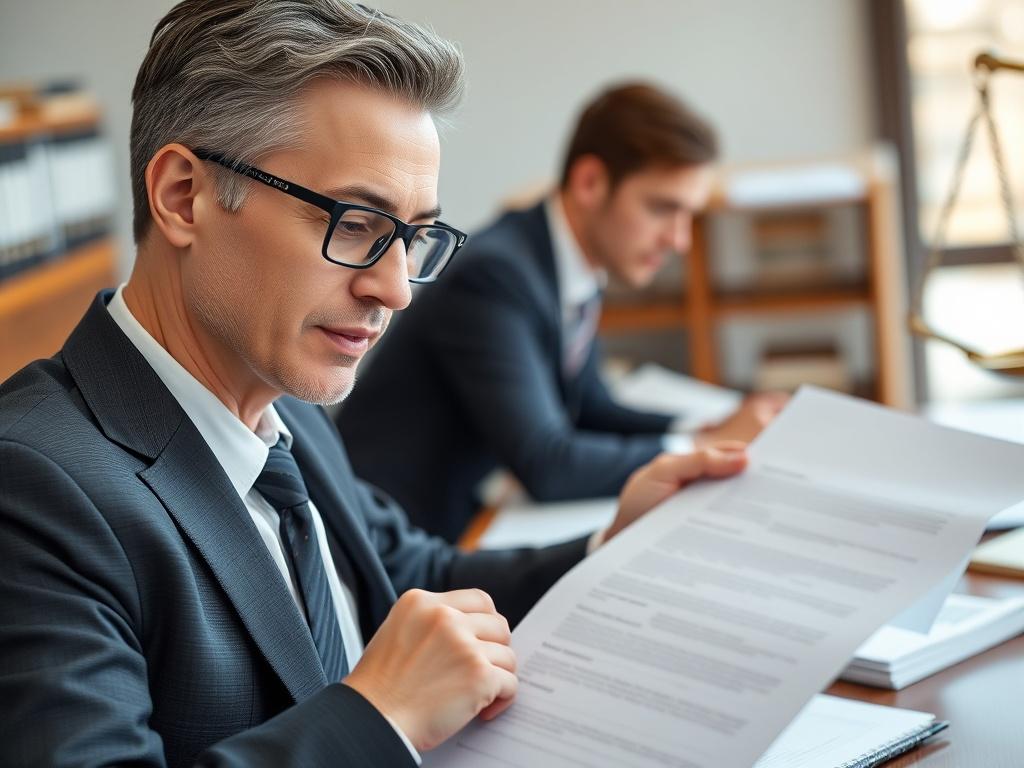 A close up shot of a confident legal professional reviewing