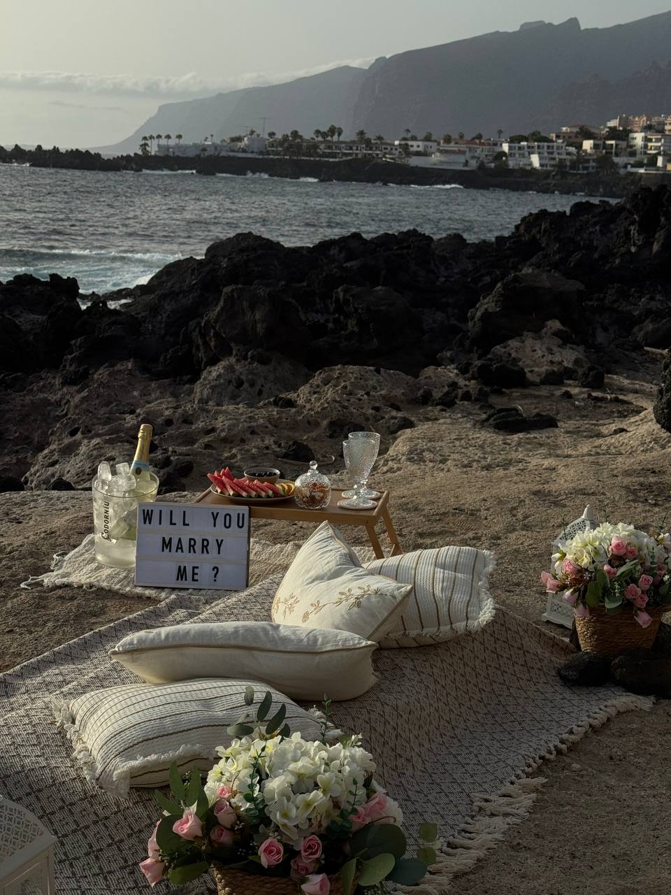 Mini picnic for two at sunset