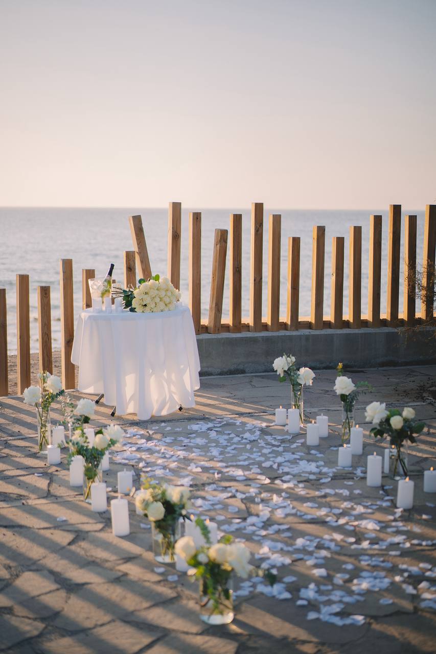 Proposal with beautiful decor backdrop
