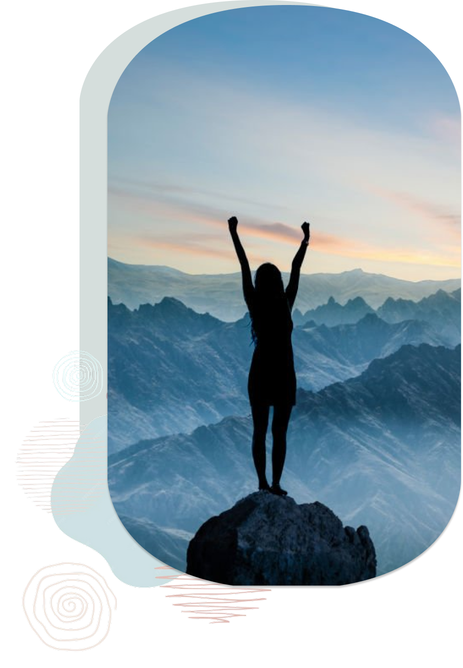 Woman on top of a mountain