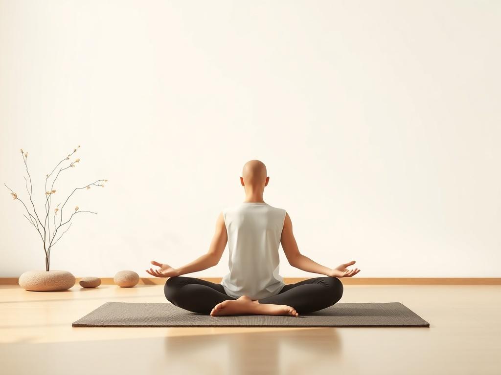 A serene and peaceful setting for meditation, featuring a person