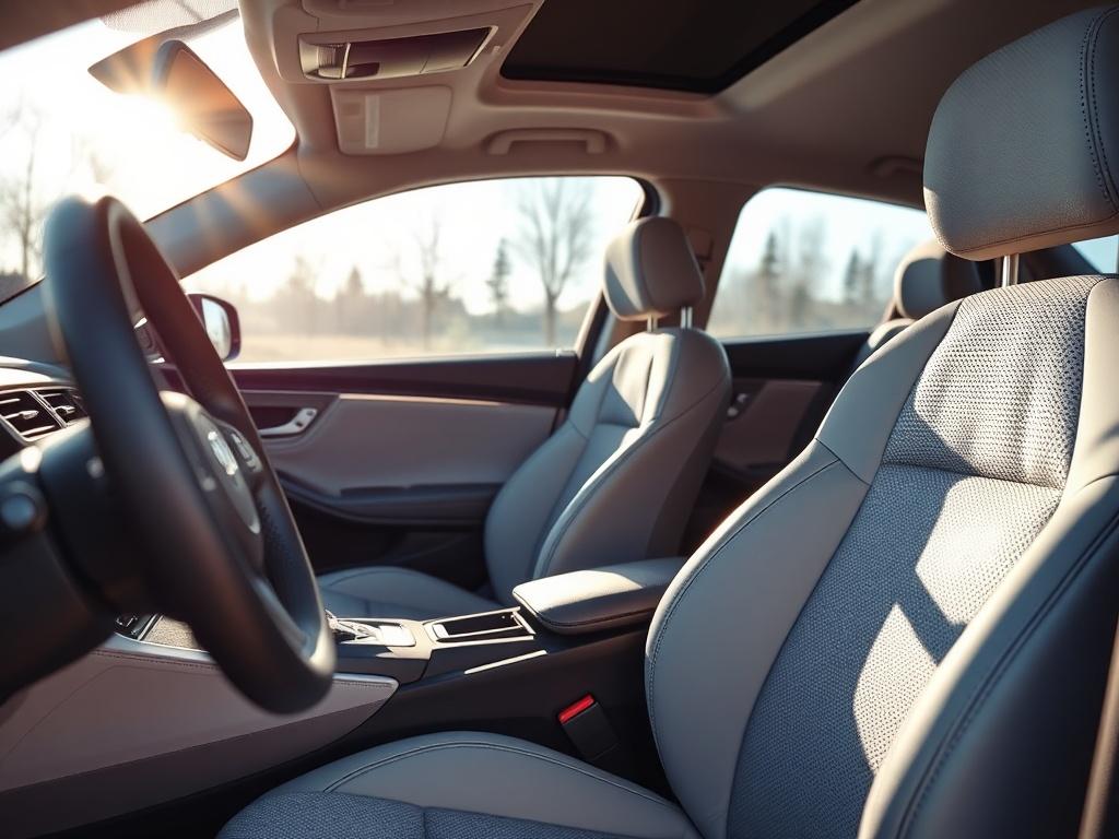 A close up shot of a pristine car interior, showcasing