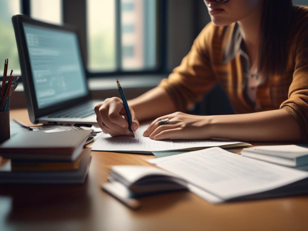 A close up of a person studying financial materials at