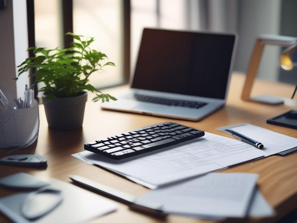 A close up of a modern office desk with financial