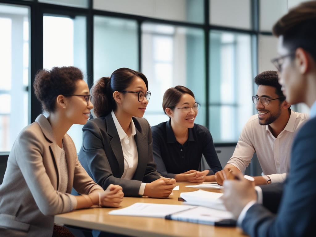 A close up shot of a diverse team of communication