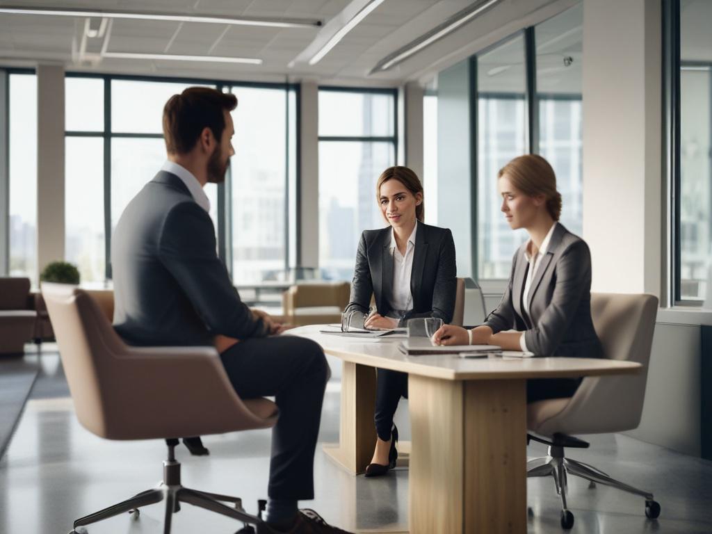 A recruitment consultant conducting an interview with a candidate in