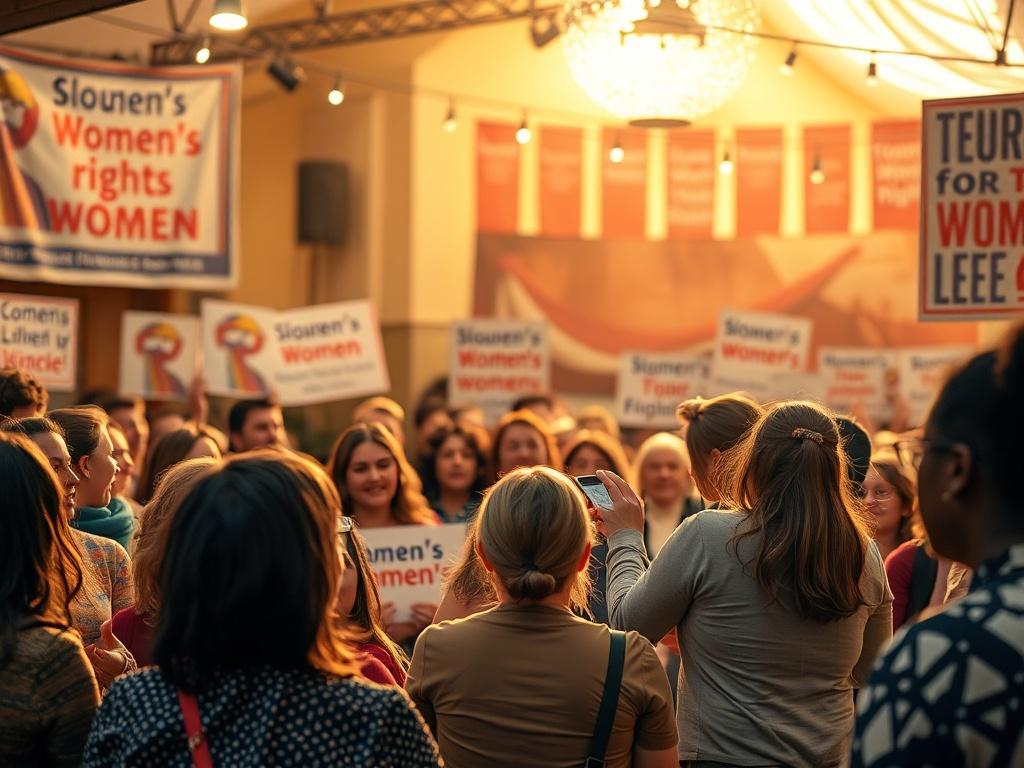 A passionate speaker addressing a diverse audience at a community