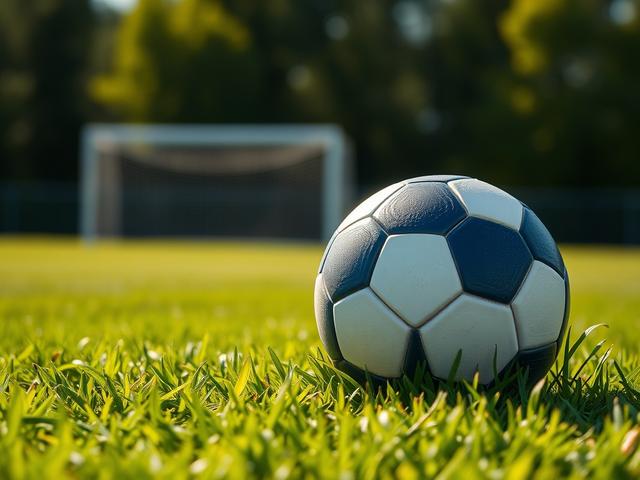 **AI Image Generation Prompt:**

Create a realistic high-resolution photo focused on the theme "Top Soccer Predictions for This Month." The subject of the image should be a close-up of a soccer ball resting on a vibrant green grass field, capturing the texture and detail of the ball and the blades of grass. The soccer ball should be positioned slightly off-center to the right, allowing for a strong visual impact while keeping the composition clean and straightforward.

The background should feature a blurre