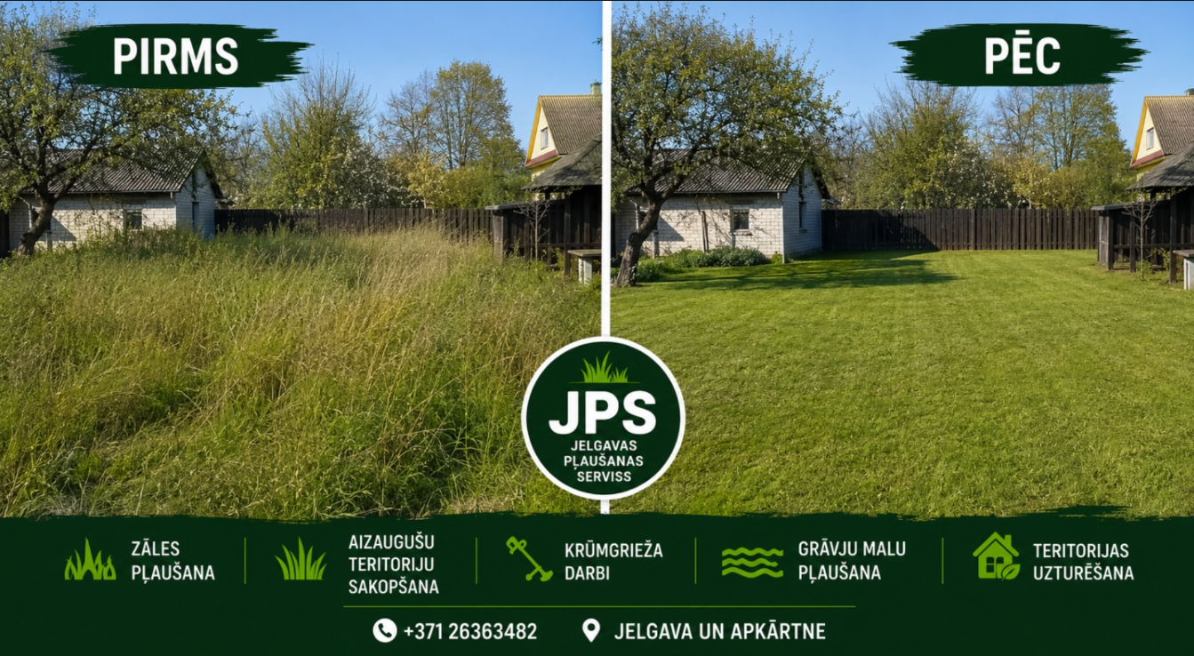 Pirms un pēc: zāles pļaušanas transformācija