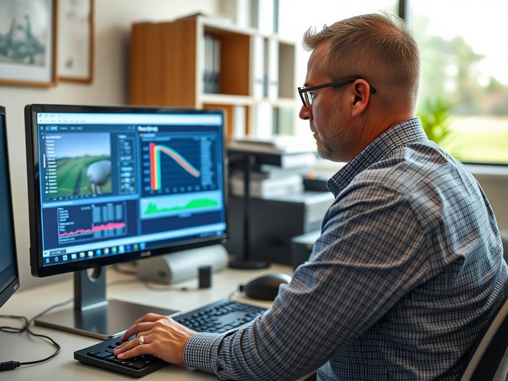 An operations expert installing software on a computer in a