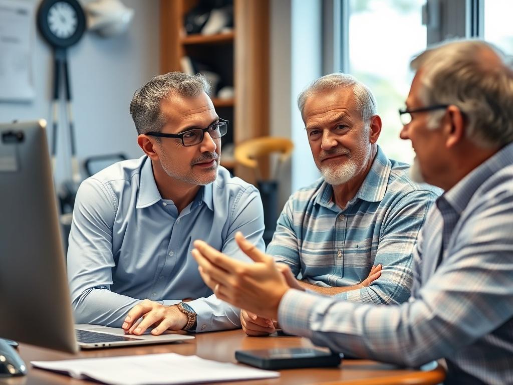 A professional consultant engaged in discussion with a golf facility