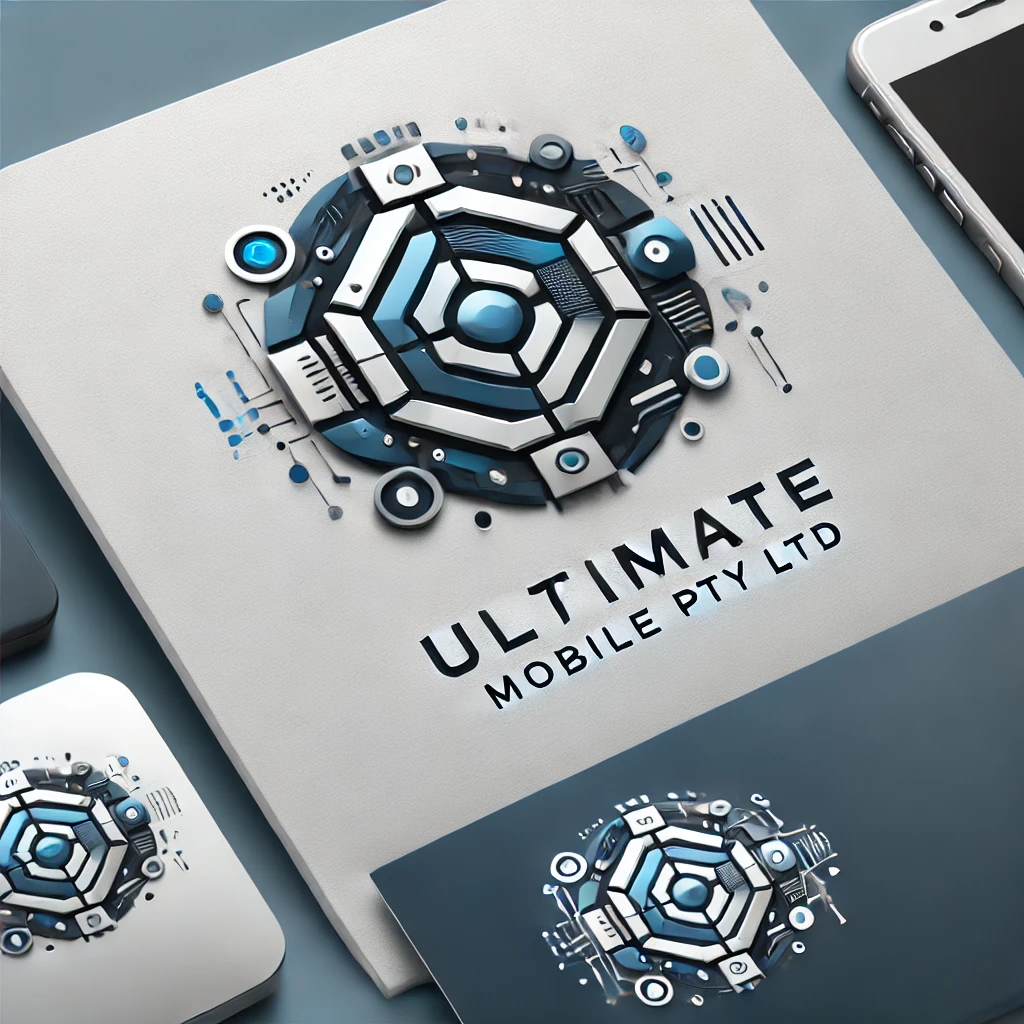 dall·e 2025-05-08 10.55.17 - a professional logo design for an ict company named 'ultimate mobile pty ltd'. the logo should have a modern and tech-oriented style with a moderately.webp