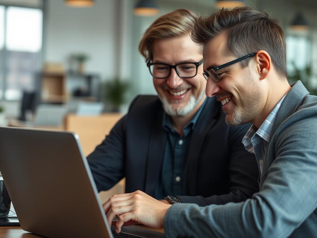 A close up shot of a satisfied hiring manager smiling