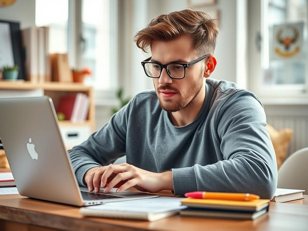 A close up of a freelancer taking an online assessment