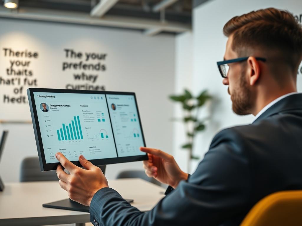 A close up of a hiring manager reviewing freelancer profiles