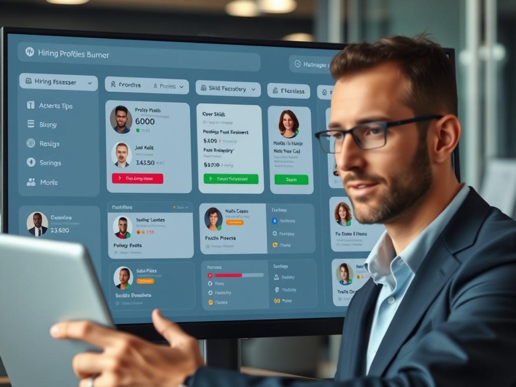 A close up shot of a hiring manager reviewing a