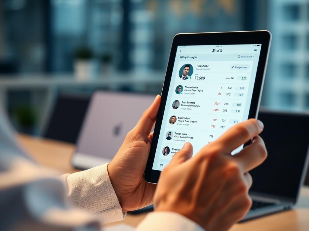 A close up image of a hiring manager reviewing a