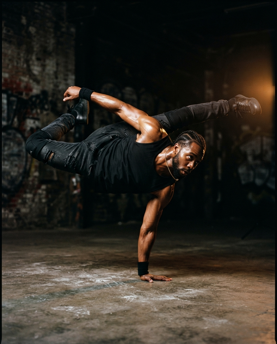Hip-hop dancer in dynamic pose