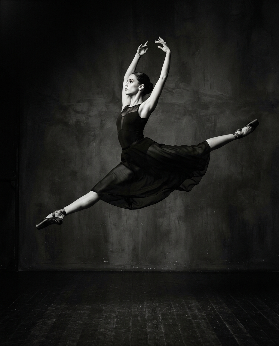 Ballet dancer in grand jeté leap