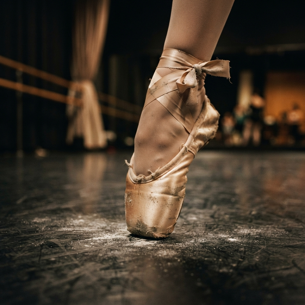 Close-up of pointe shoes