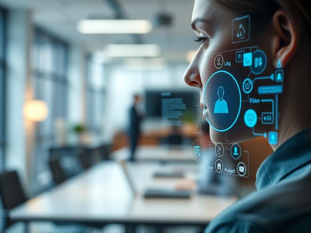A hyper realistic close up shot of a digital assistant