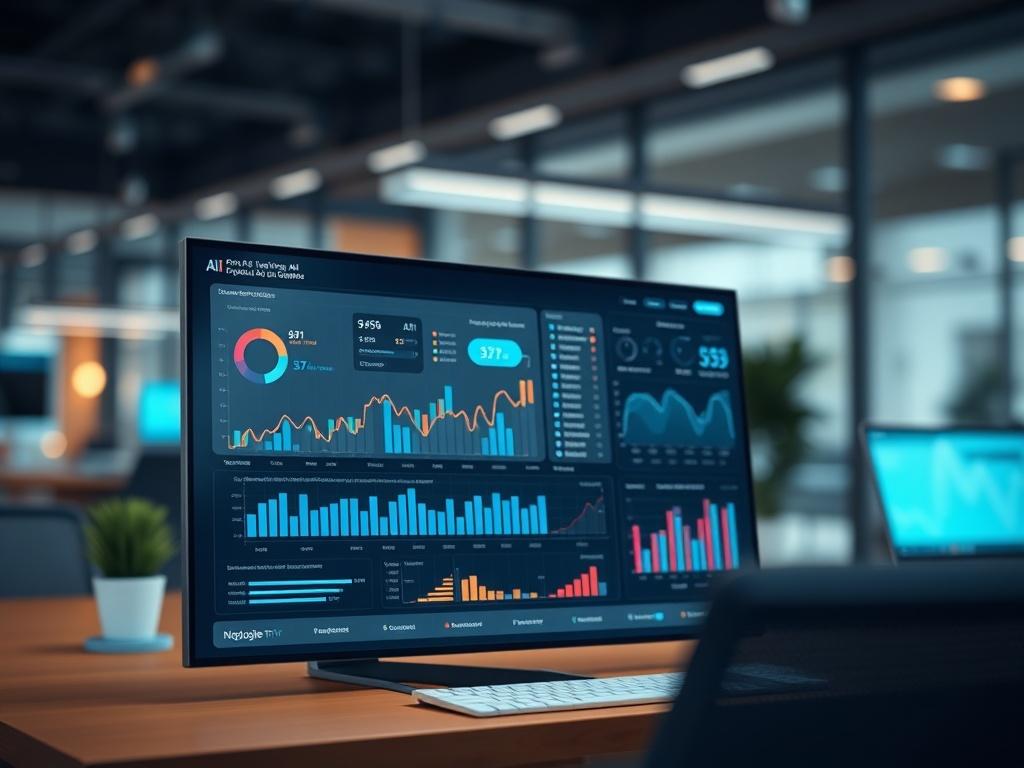 A hyper realistic close up shot of a digital dashboard