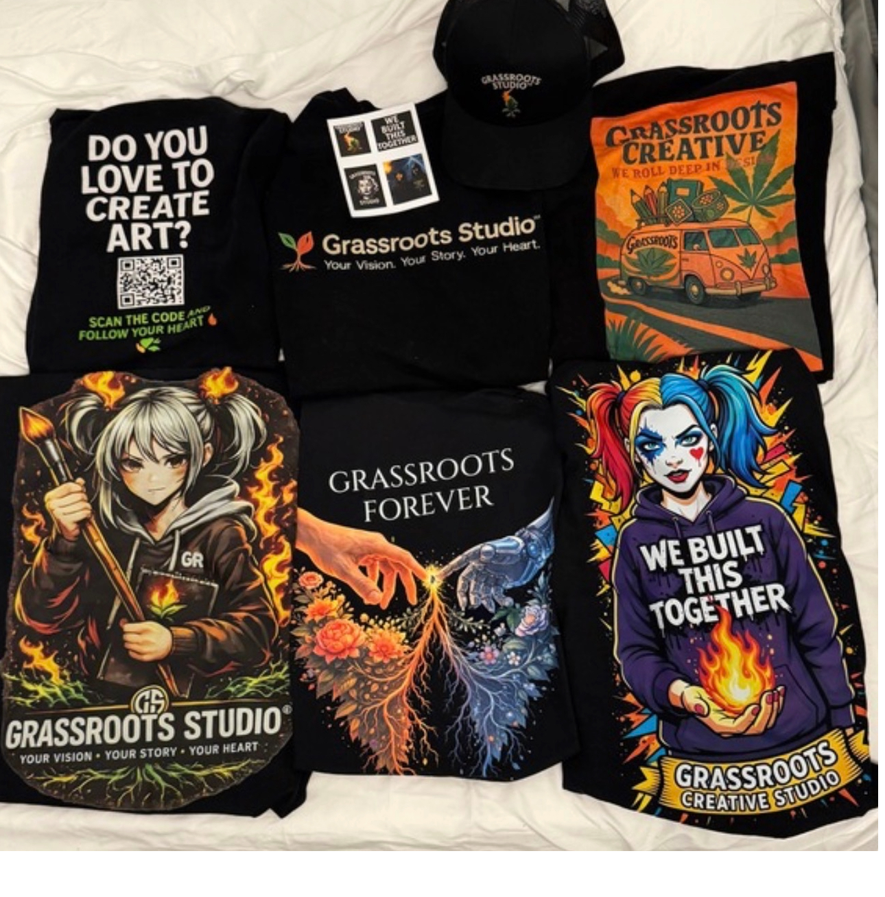 Grassroots Creative Studio merch showcase