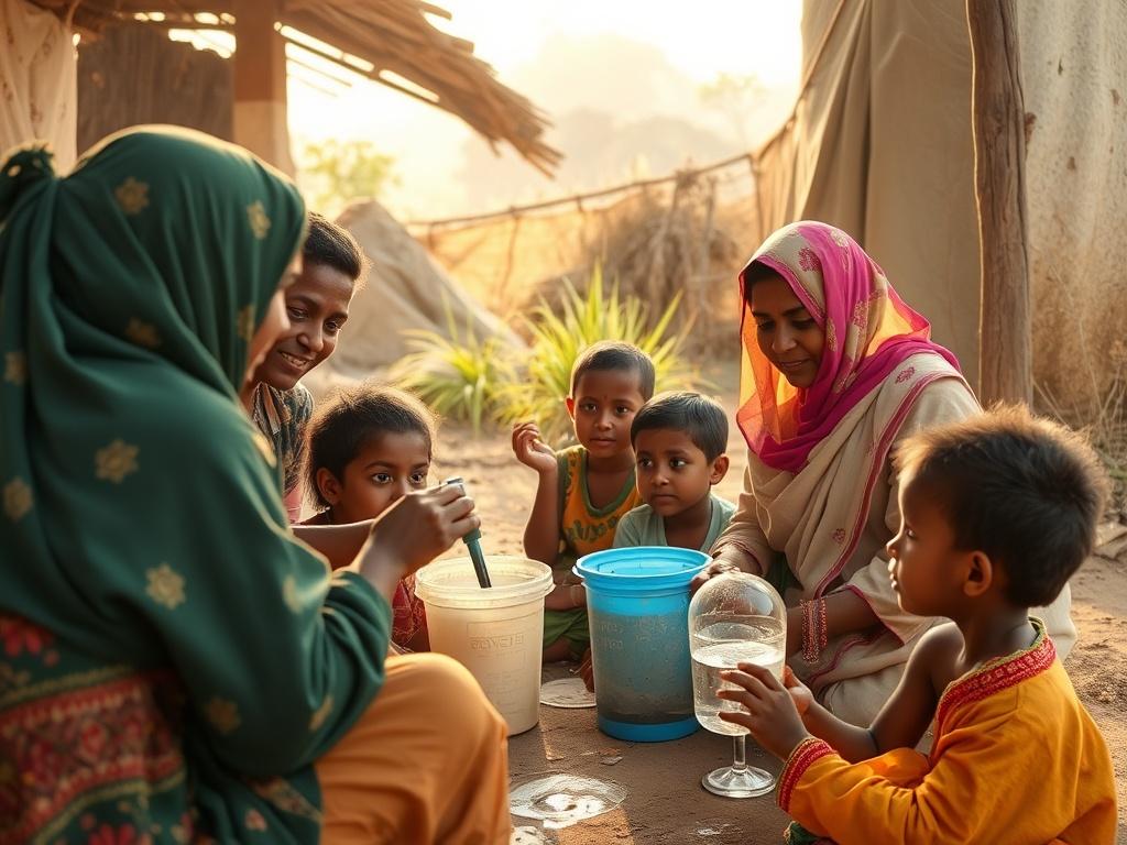 A community health workshop in a rural setting, with adults
