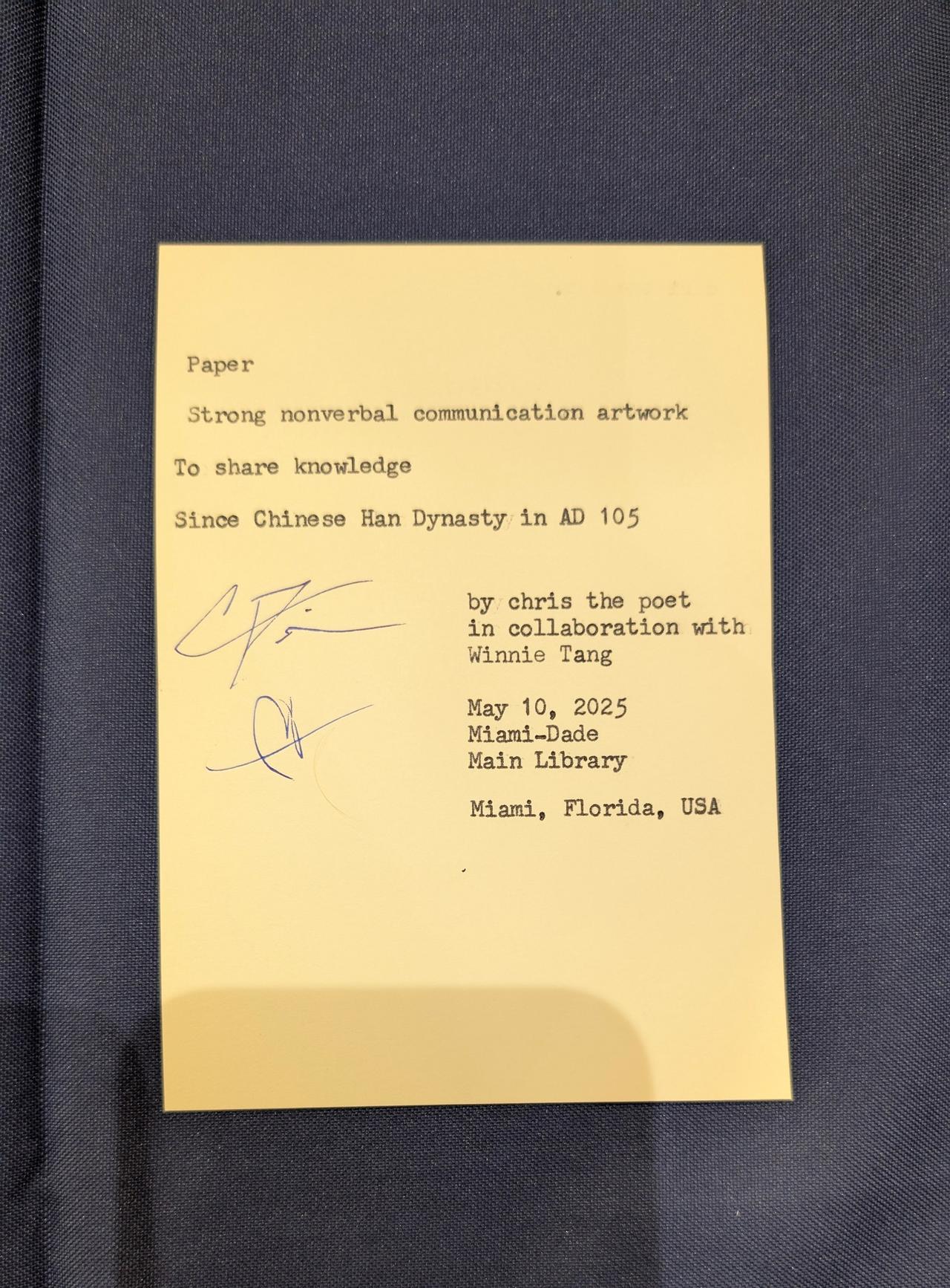 Original typewritten poem Paper by Chris the Poet