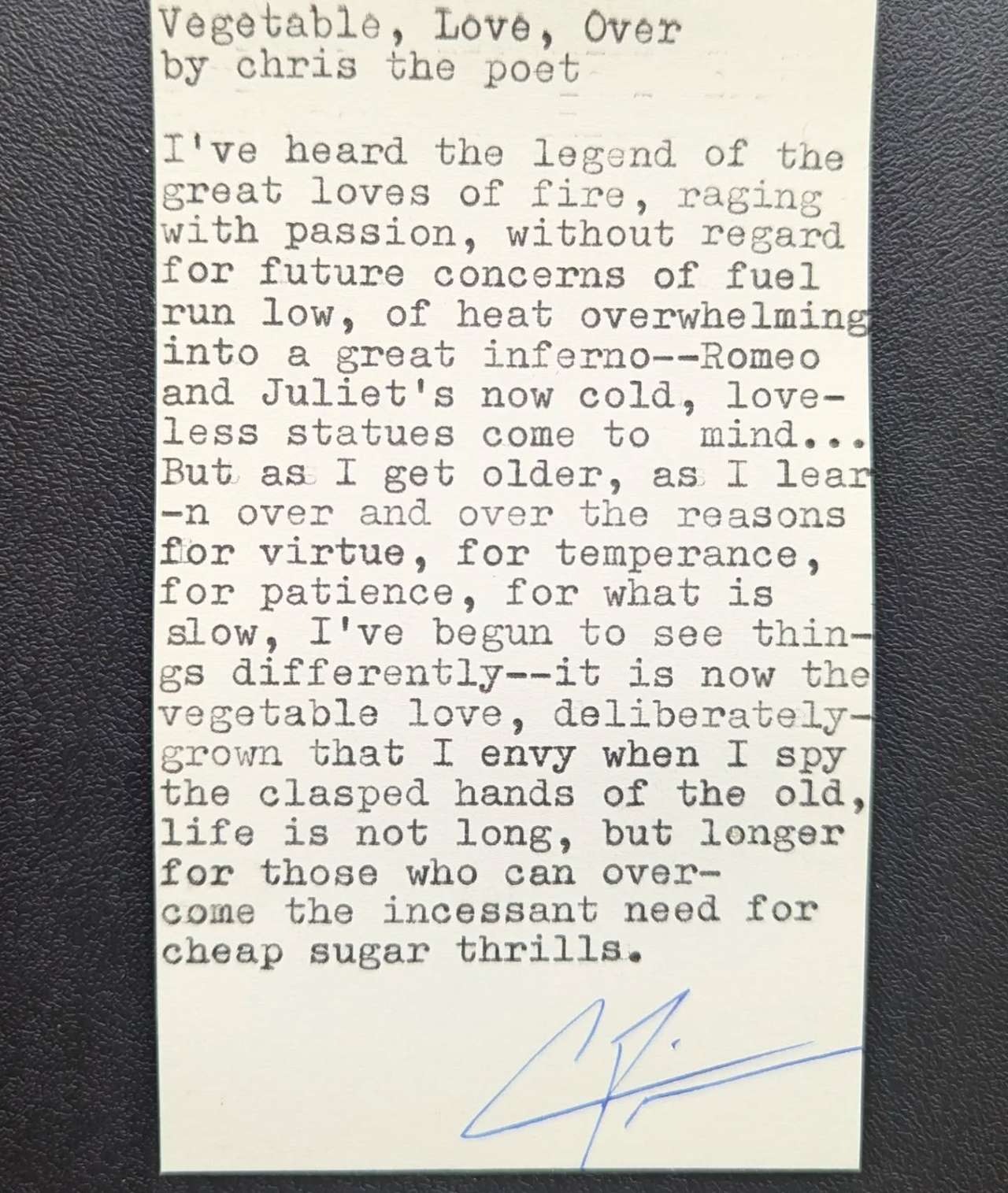 Additional archive image for Vegetable, Love, Grow by Chris the Poet