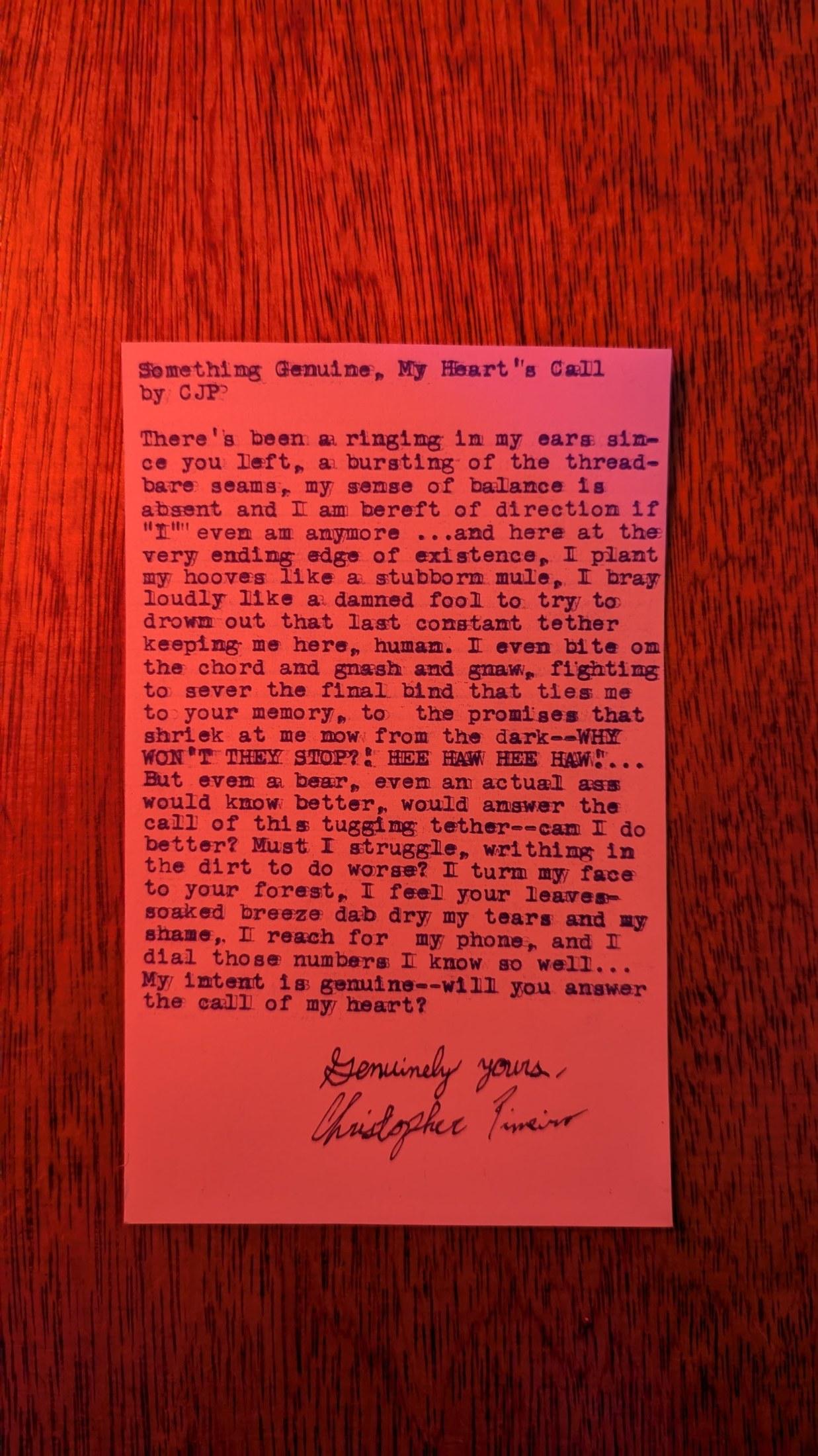 Additional archive image for Something Genuine, My Heart's Call by Chris the Poet