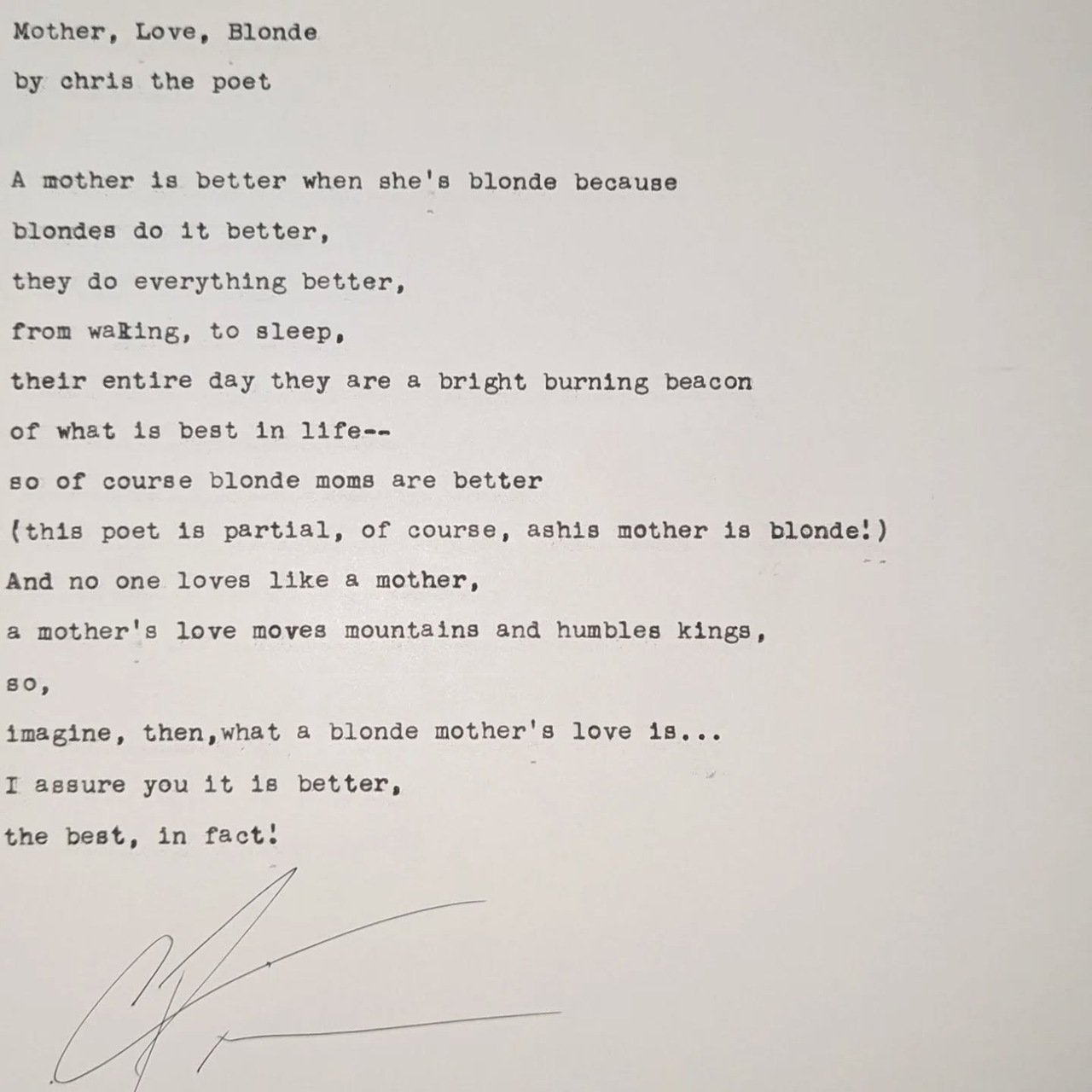 Additional archive image for Mother, Love, Blonde by Chris the Poet