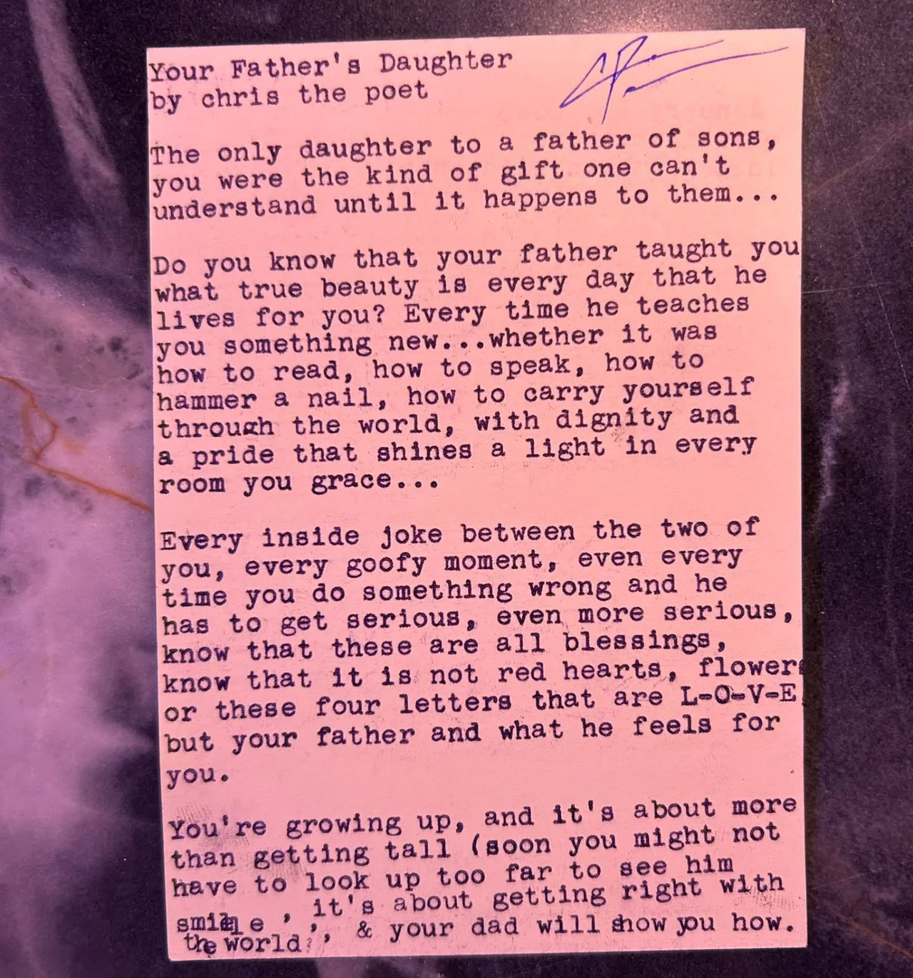 Additional archive image for Your Father's Daughter by Chris the Poet