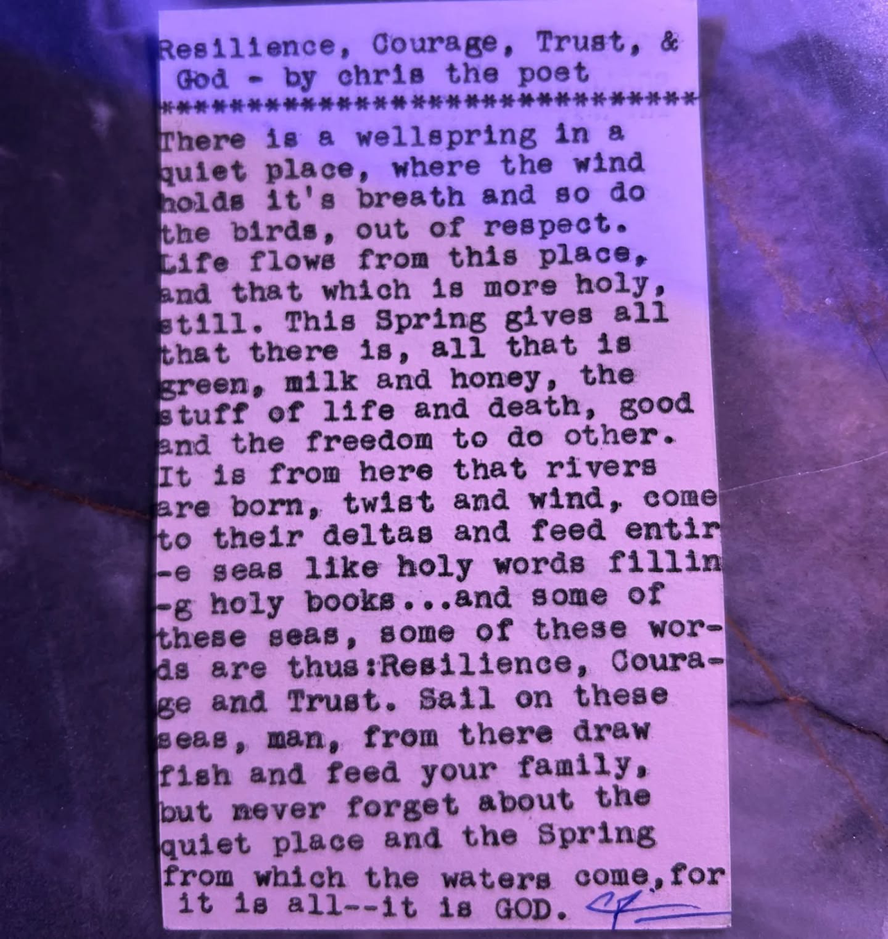 Additional archive image for Resilience, Courage, Trust, & God by Chris the Poet
