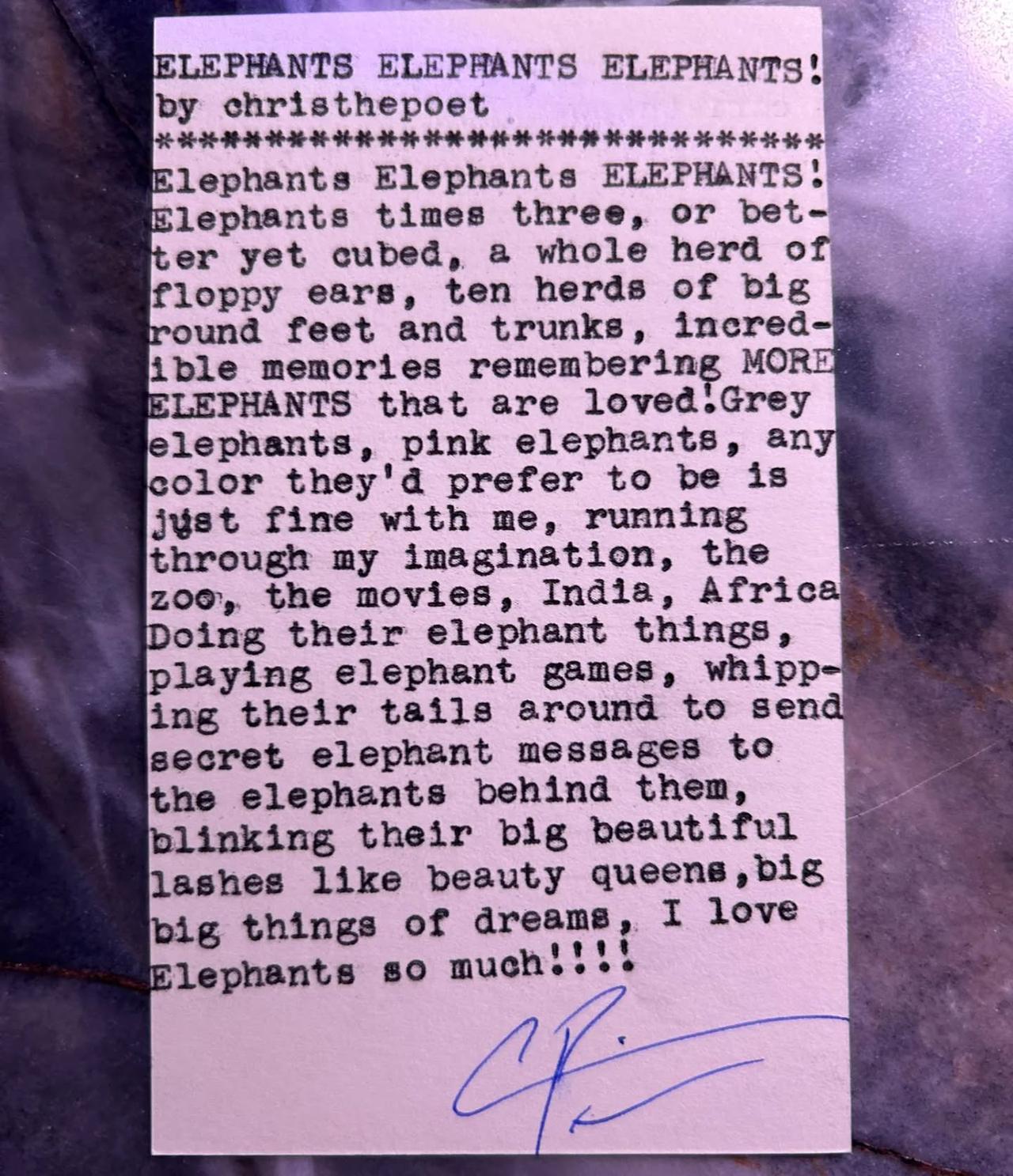 Additional archive image for ELEPHANTS ELEPHANTS ELEPHANTS! by Chris the Poet