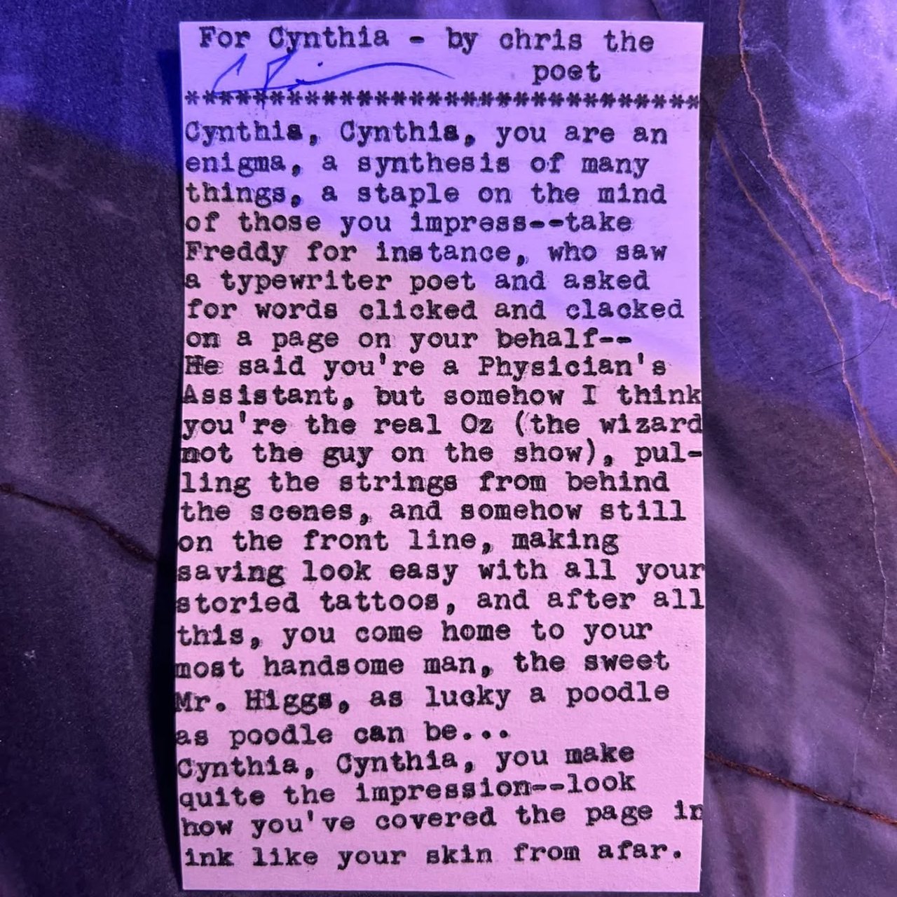 Additional archive image for For Cynthia by Chris the Poet