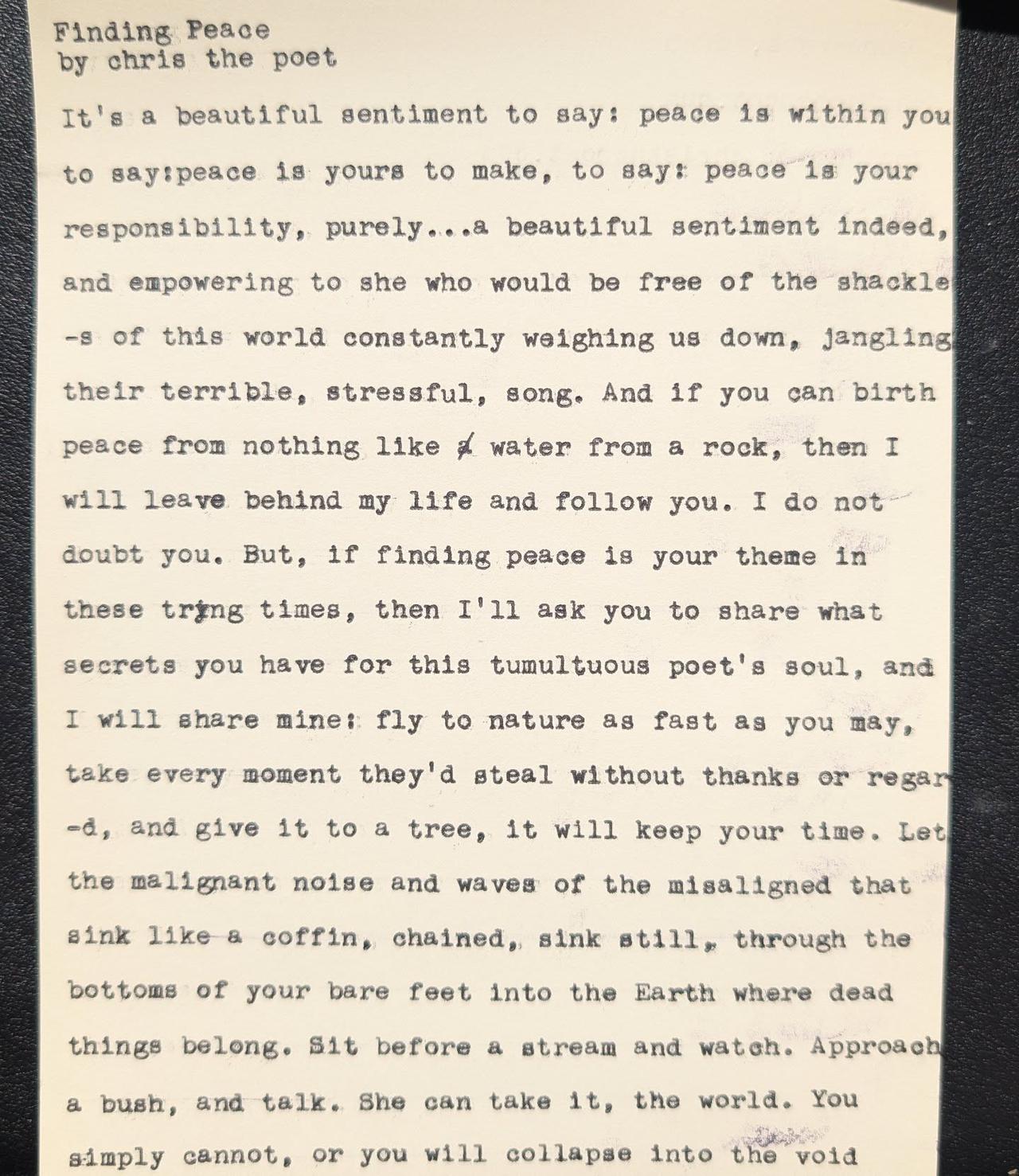 Additional archive image for Finding Peace by Chris the Poet
