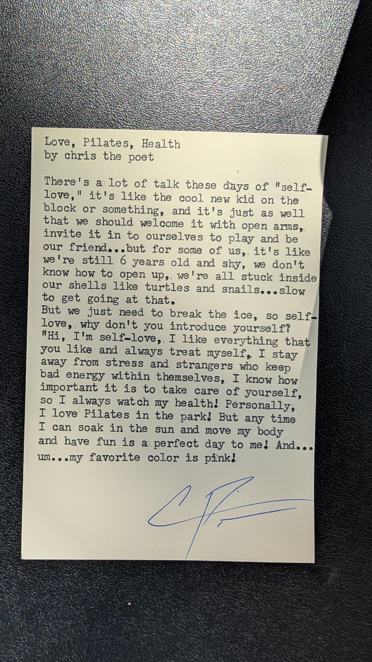 Additional archive image for Love, Pilates, Health by Chris the Poet