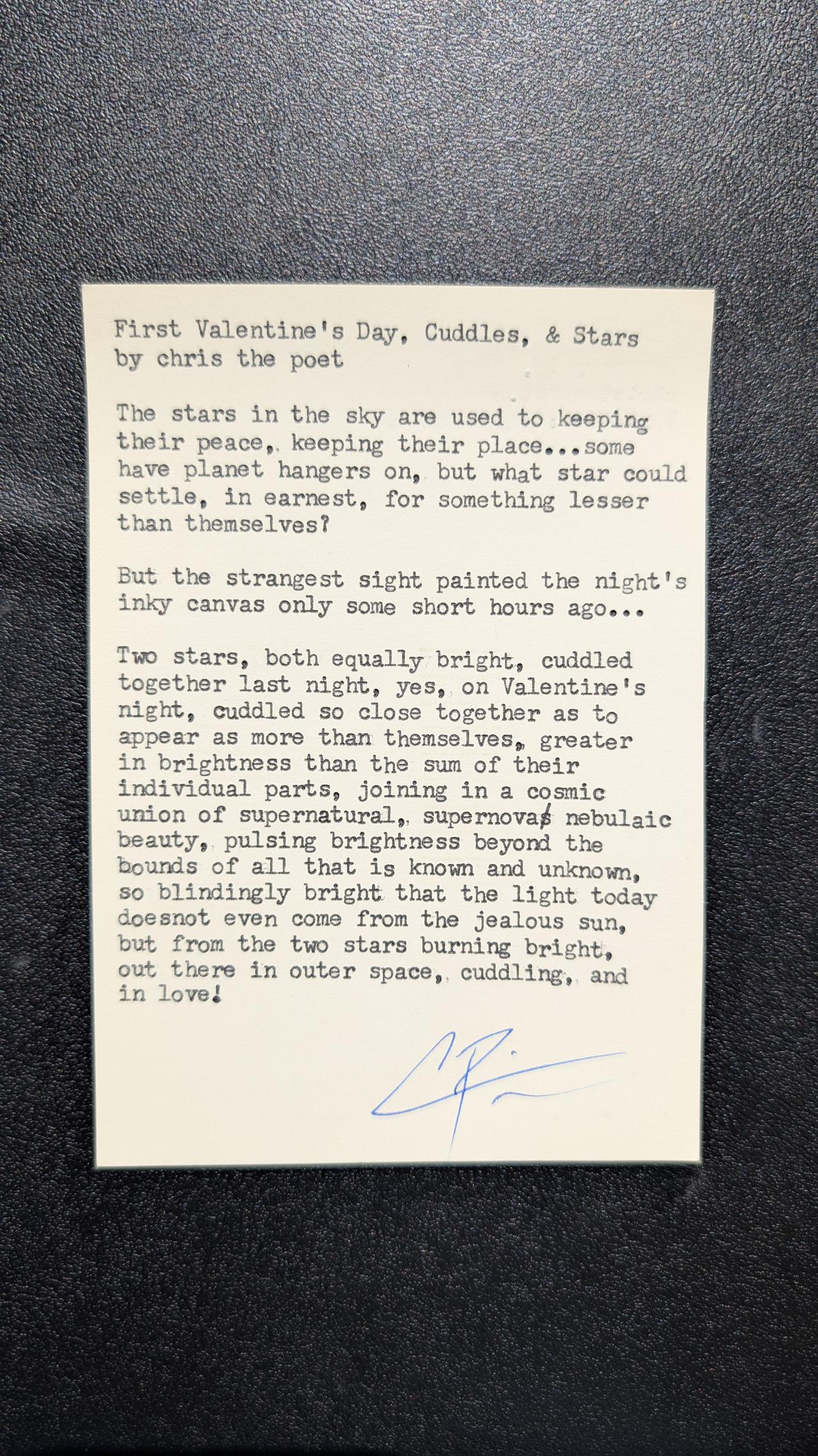 Additional archive image for First Valentine's Day, Cuddles, & Stars by Chris the Poet