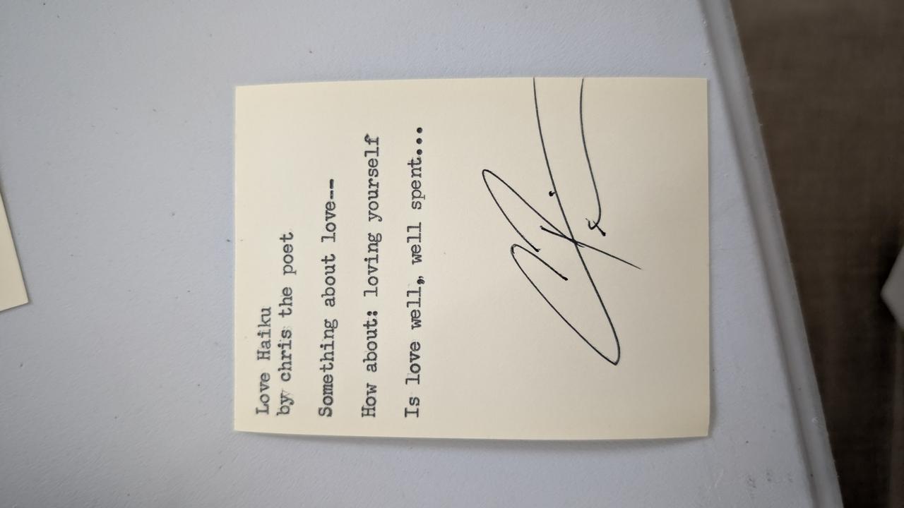 Original typewritten poem Love, Lilies, Lavender by Chris the Poet