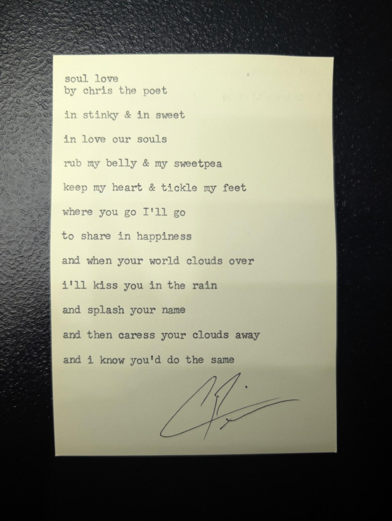 Original typewritten poem soul love by Chris the Poet