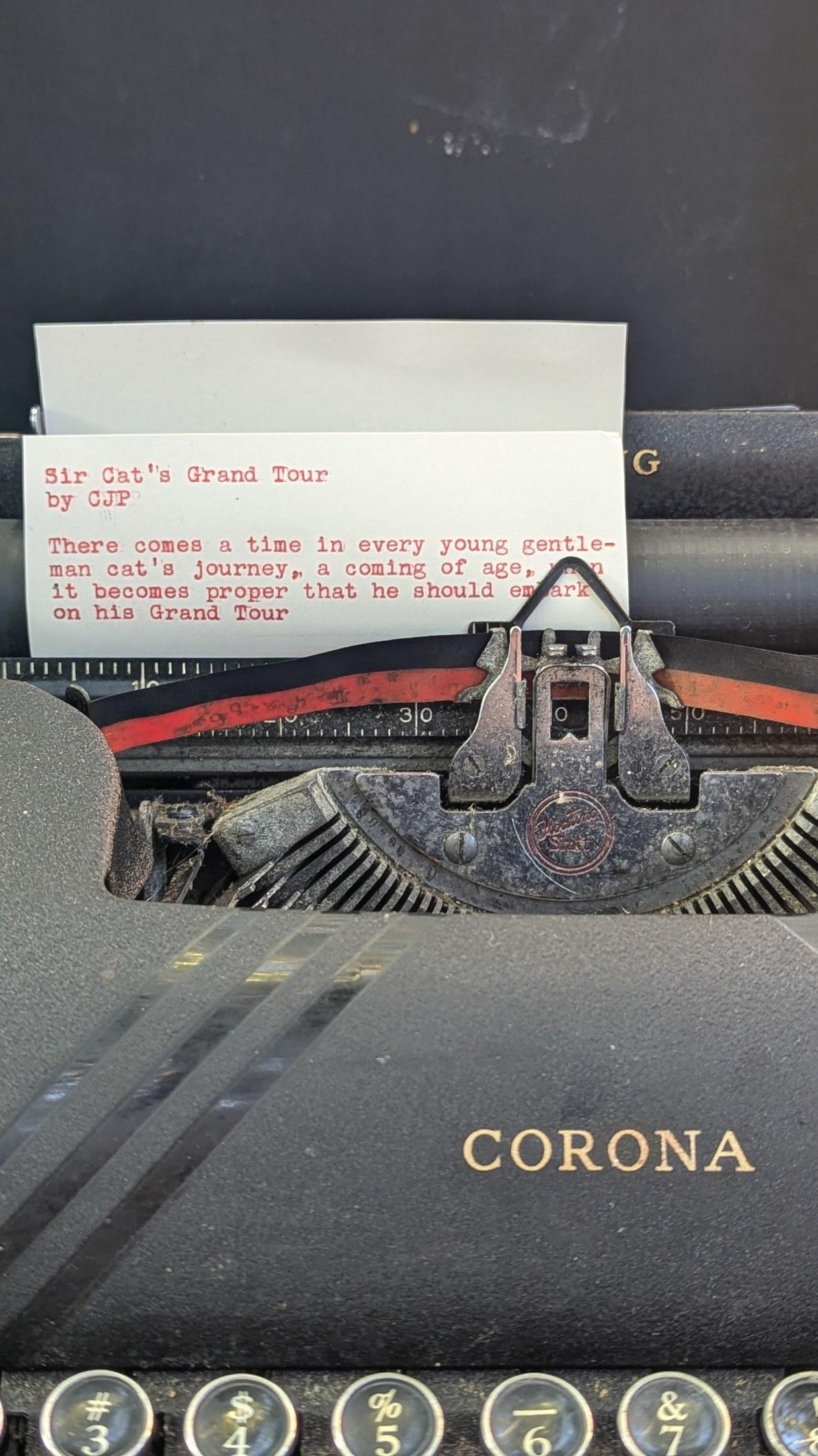 Original typewritten poem Sir Cat's Grand Tour by Chris the Poet