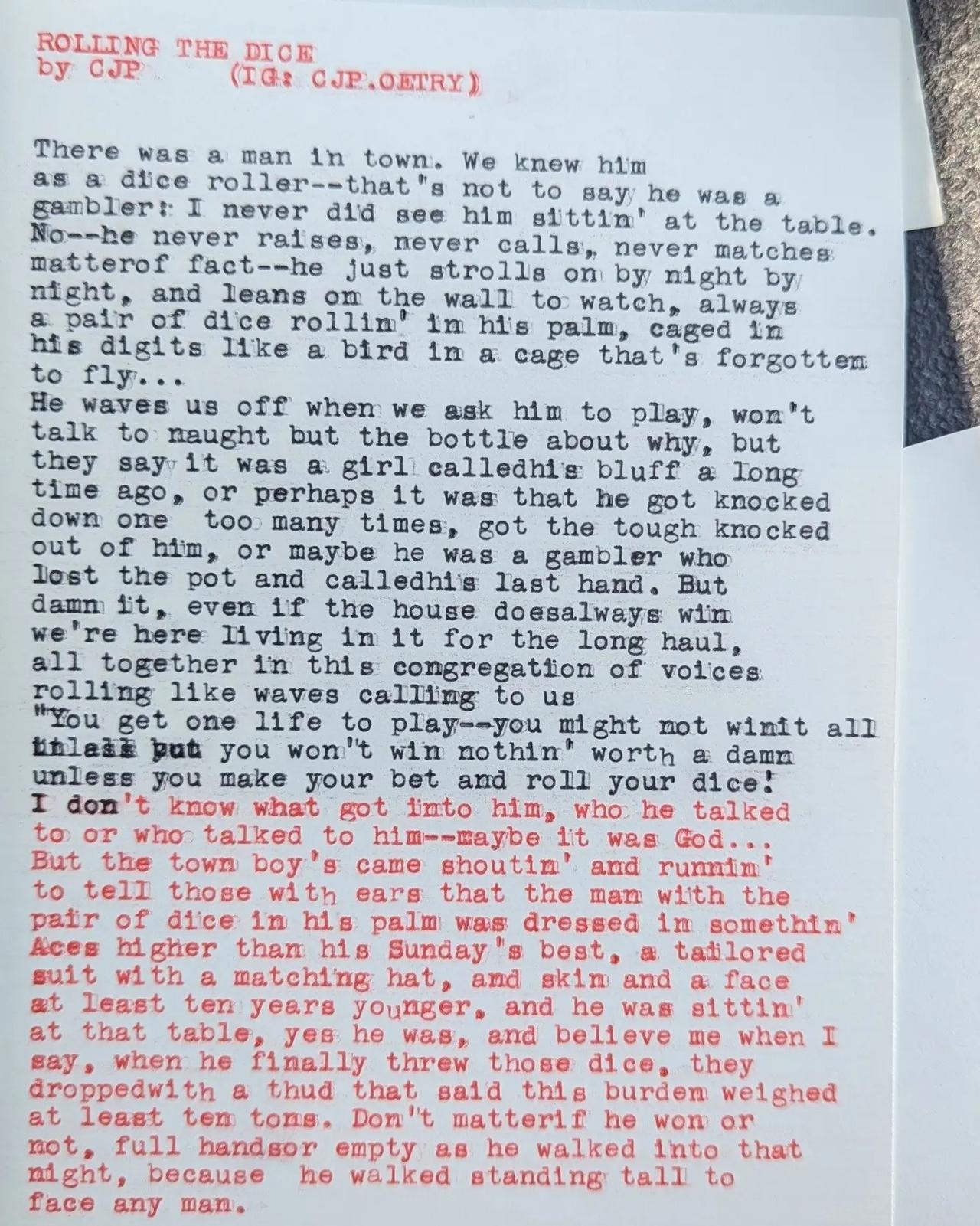 Additional archive image for ROLLING THE DICE by Chris the Poet