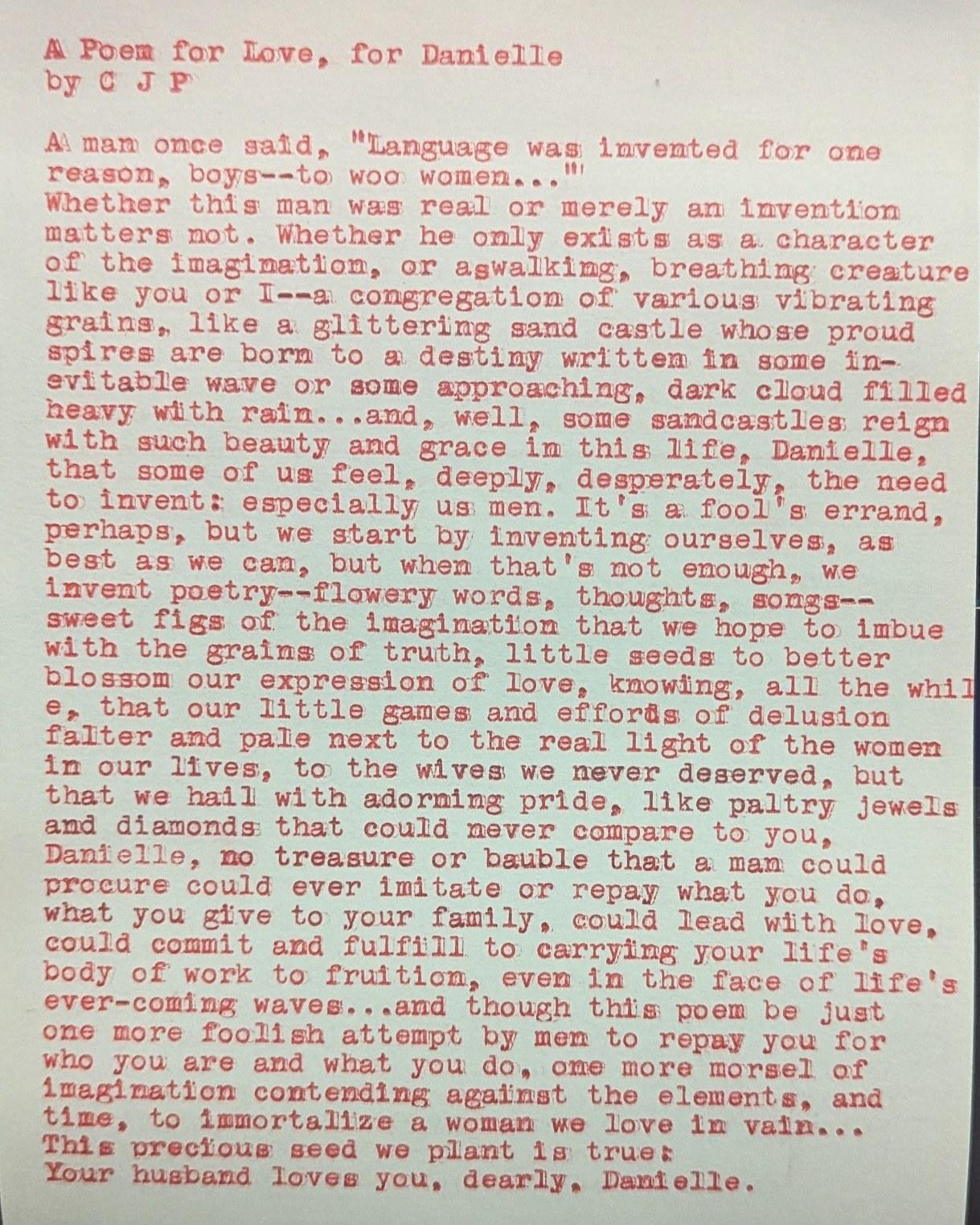 Additional archive image for A Poem for Love, for Danielle by Chris the Poet