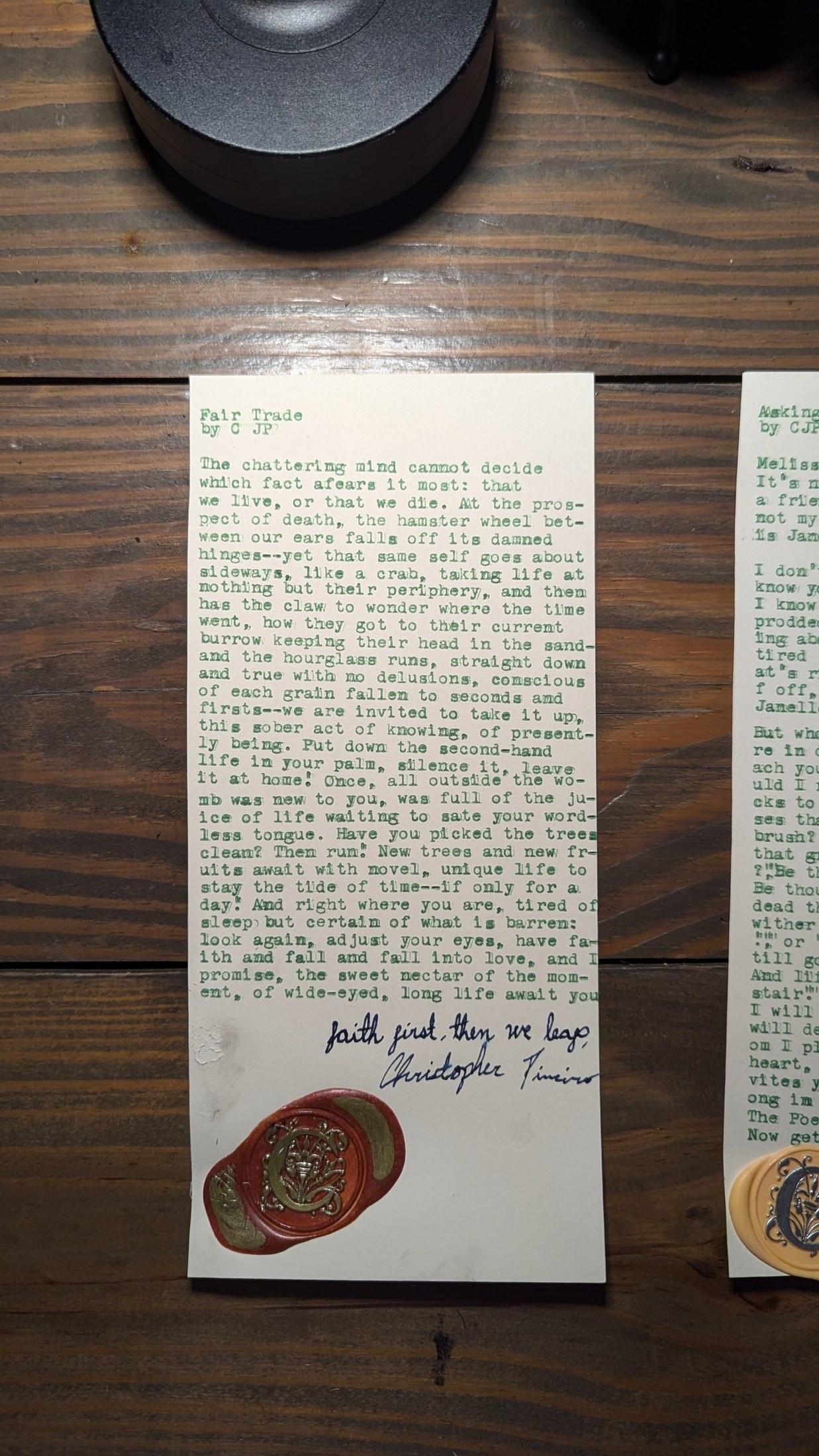 Additional archive image for Fair Trade by Chris the Poet